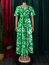 Elegant Lace-up Short Sleeve Print Dress